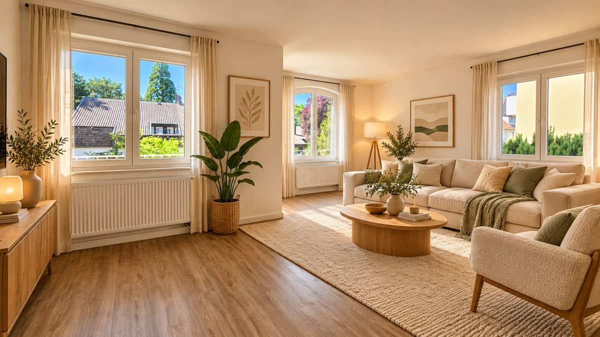 Wohnzimmer - mit KI eingerichtet